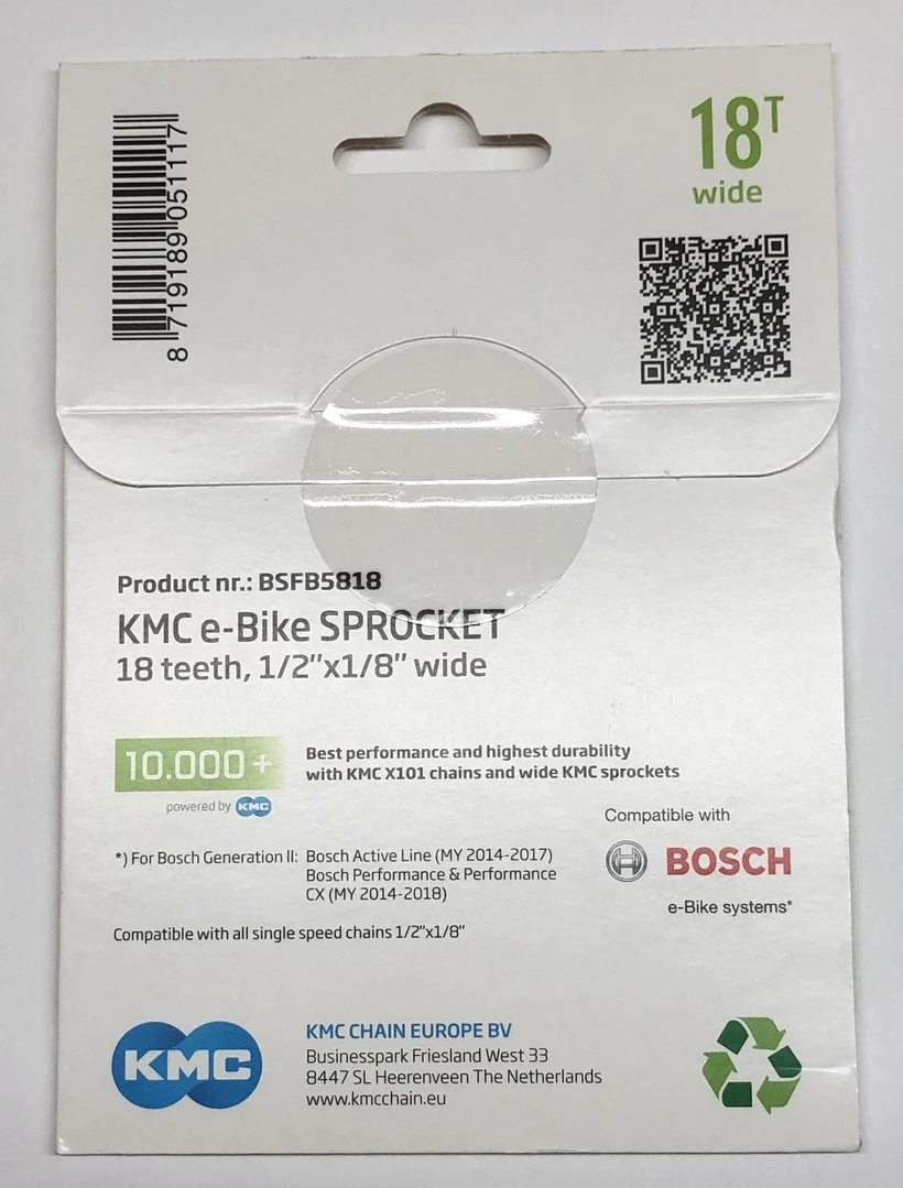 KMC Kettenrad Für Modelle 2. Generation Ab 2014 18 Zähne 1/8 Zoll Schwarz 10.000km+ 4 KMC Kettenrad Für Modelle 2. Generation Ab 2014 18 Zähne 1/8 Zoll Schwarz 10.000km+ - Image 2