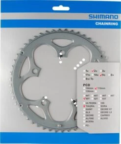 Shimano Tiagra Compact 9-fach 50 Für 34 Zähne Silber (F-Type) Y-1HA98040
